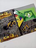 Childs activity folder holds A5 notebook pencils or toys Construction Digger Moonlight Made