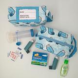 asthma medication hayfever allergies storage puffer print blue zip case